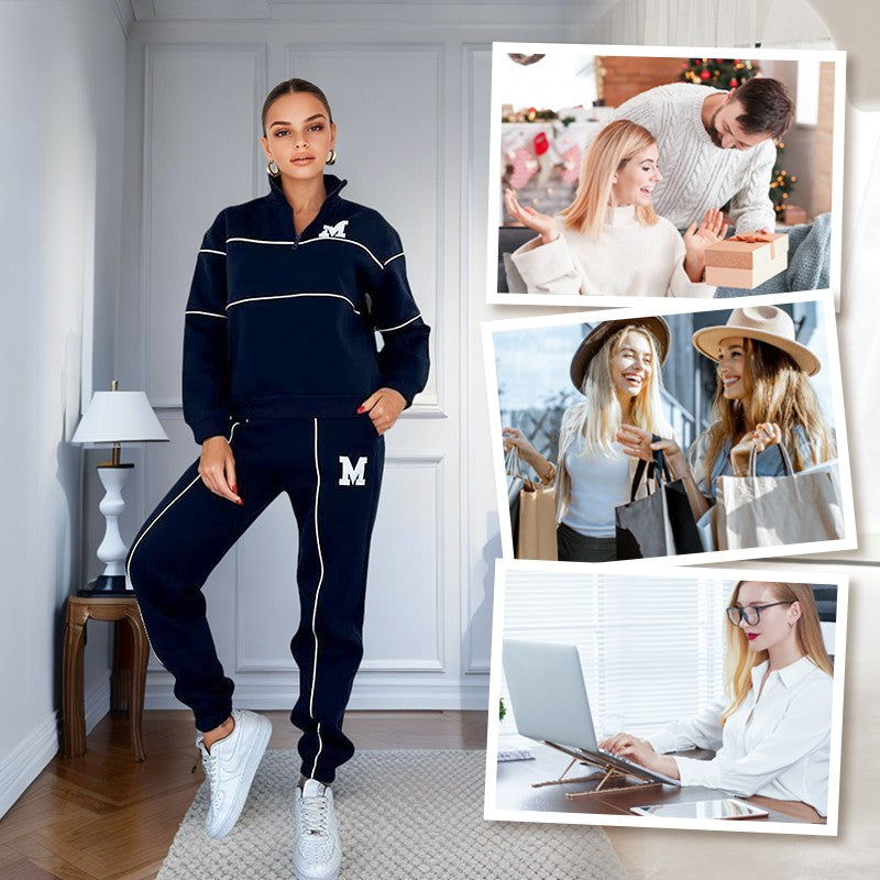 Women’s 2-Piece Lounge Sweatsuit Set – Pullover Sweatshirt & Baggy Sweatpants with Pockets - Glowify