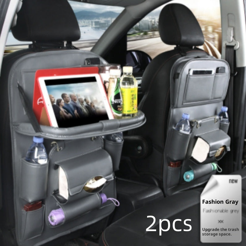 PU Leather Car Seat Back Organizer with Built-in Trash Can – Multifunction Storage Hanging Bag - Glowify