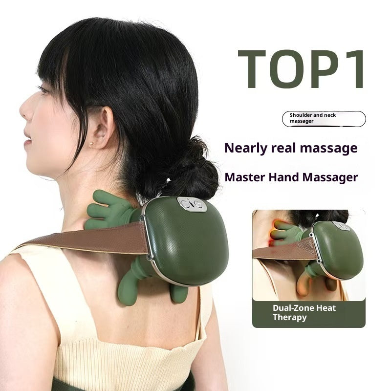 Shoulder & Neck Massager with Heat – 4D Bionic Kneading Neck and Back Massager, Portable Hand-Simulating Massage Device for Pain Relief & Muscle Relaxation