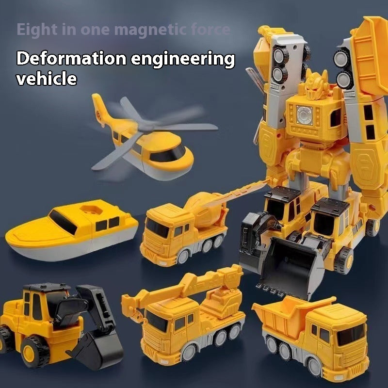 Magnetic Transforming Engineering Car Building Blocks Toy – STEM Construction Set with various transforming vehicles.