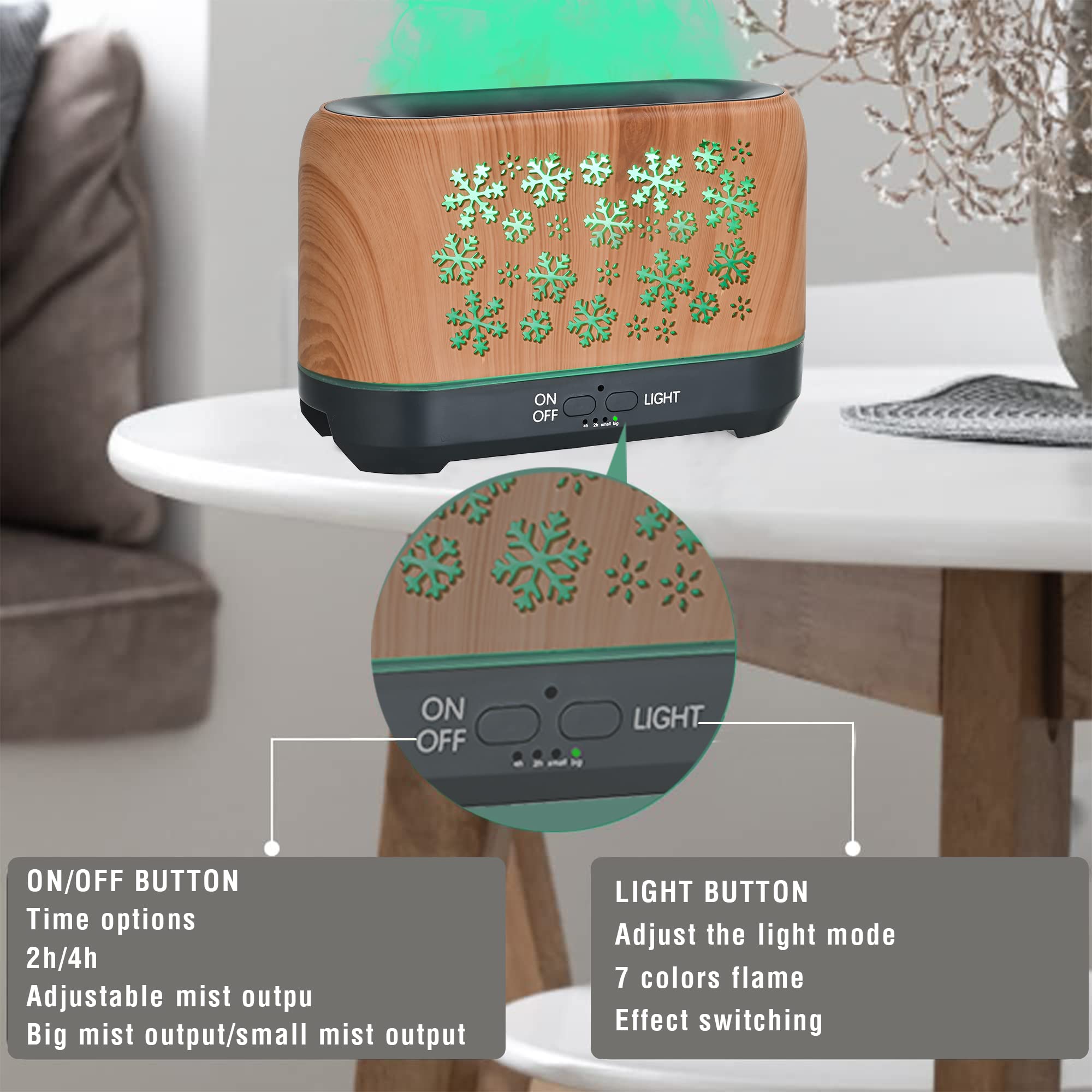 Christmas Snowflake Humidifier – Colorful Aroma Diffuser