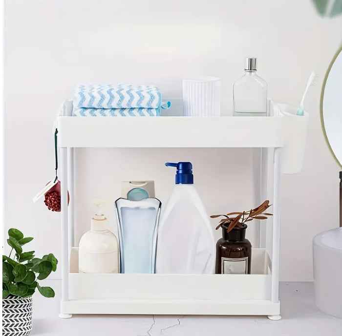 Double-Tier Sink Shelf Organizer – Pull-Out Under-Sink Storage Rack for Kitchen & Bathroom (1 Pack)