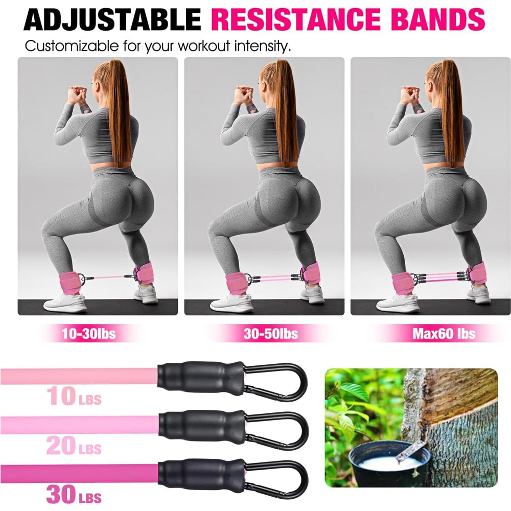 Ankle Resistance Bands with Cuffs – Adjustable Leg & Glute Workout Bands for Booty Lift and Home Gym Training - Glowify