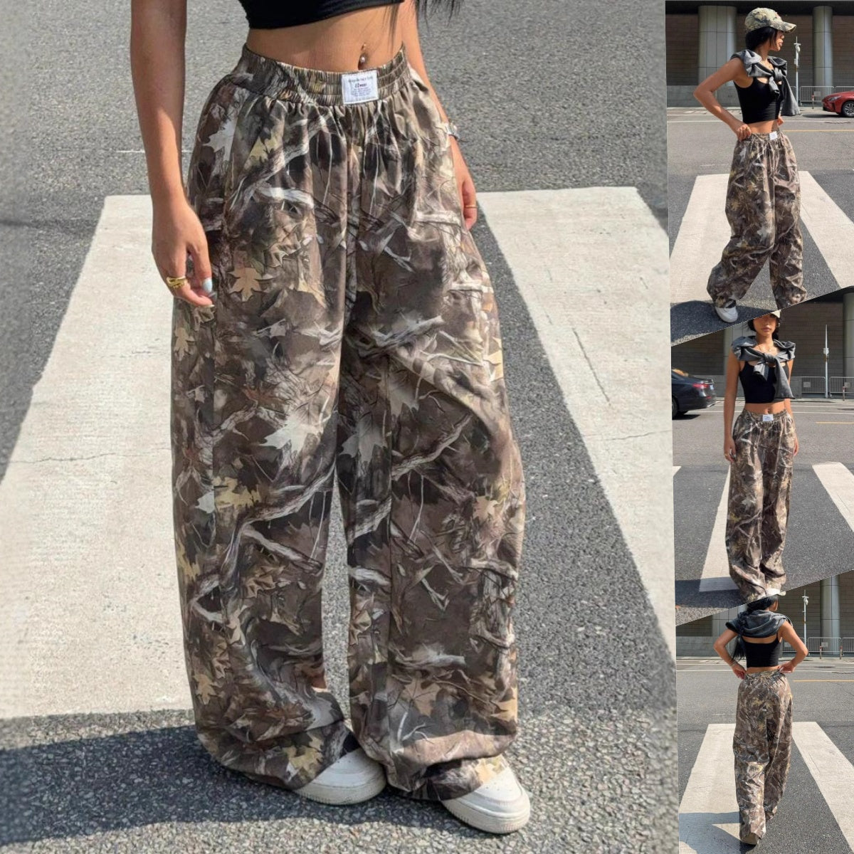 Women’s Camouflage Cargo Pants – Y2K Hip Hop Baggy Streetwear Multi-Pocket Trousers - Glowify
