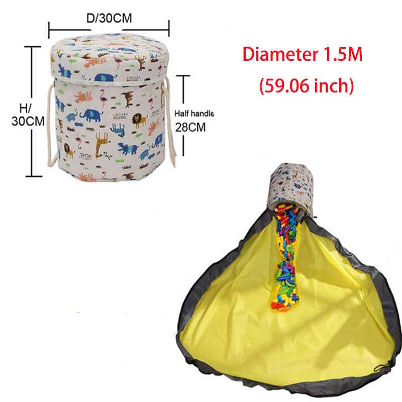Portable Kids Toy Storage Bag with Play Mat – Quick-Clean Toy Organizer Basket & Bucket - Glowify