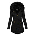 Women’s Plush Hooded Winter Parka – Warm Thick Zip-Up Mid-Length Jacket with Pockets - Glowify