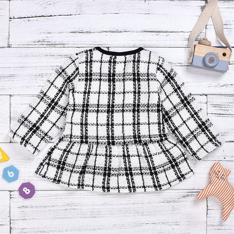 Cozy Princess Two-Piece Dress Set – Long Sleeve Knit Top & Plaid Skirt (6M–5Y)