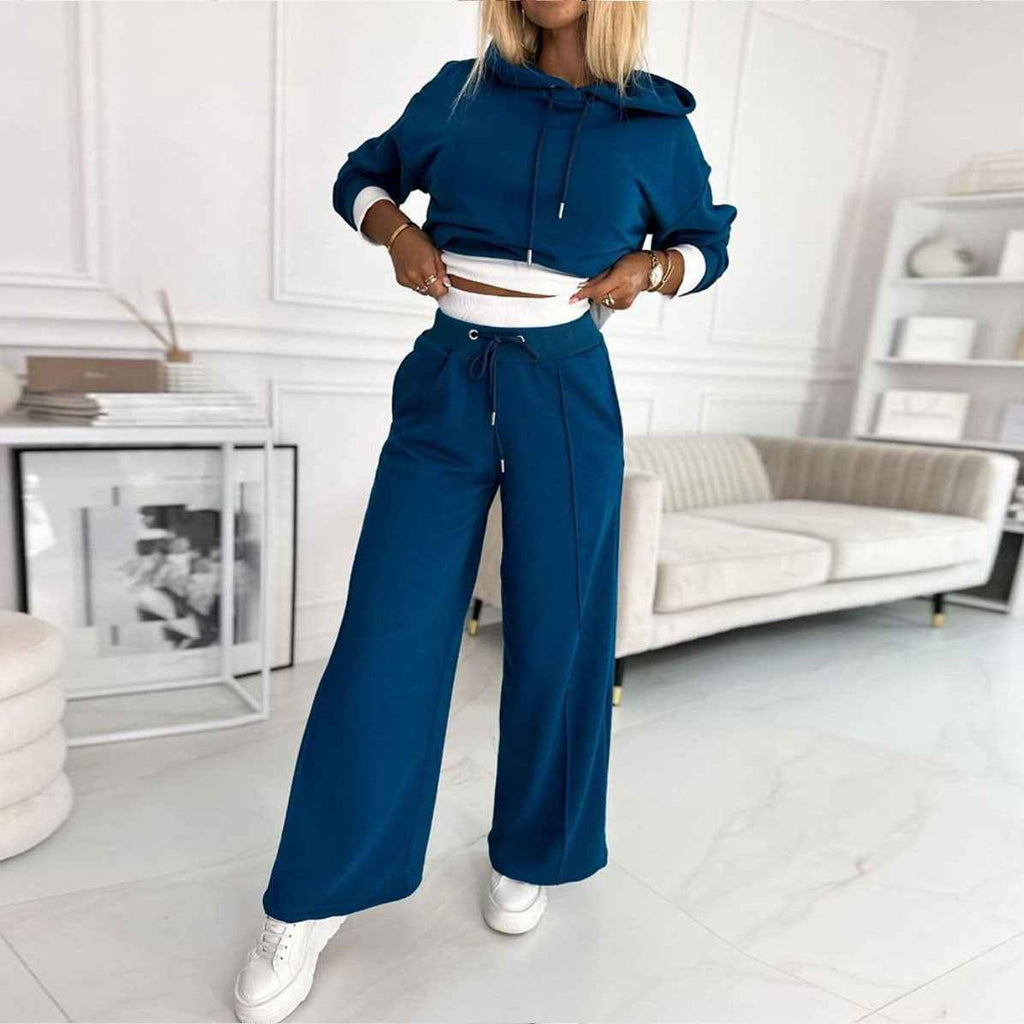 Women’s Hoodie & Sweatpants Set – Sporty Casual Long-Sleeve Hooded Sweatshirt with Drawstring Pocket Trousers - Glowify