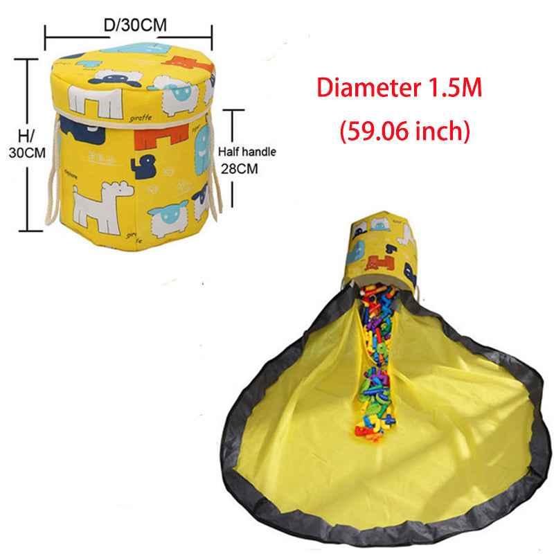 Portable Kids Toy Storage Bag with Play Mat – Quick-Clean Toy Organizer Basket & Bucket - Glowify