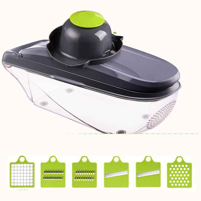 Multi-Function Kitchen Vegetable Cutter – Manual Food Chopper & Slicer with 8 Stainless Steel Blades - Glowify