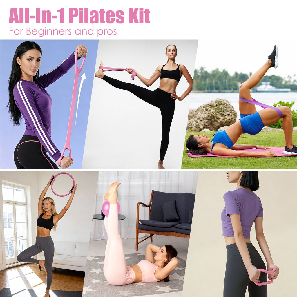 14-Piece Pilates Ring Kit for Women – All-in-One Home Workout Set with Yoga Ball, Resistance Bands & Accessories