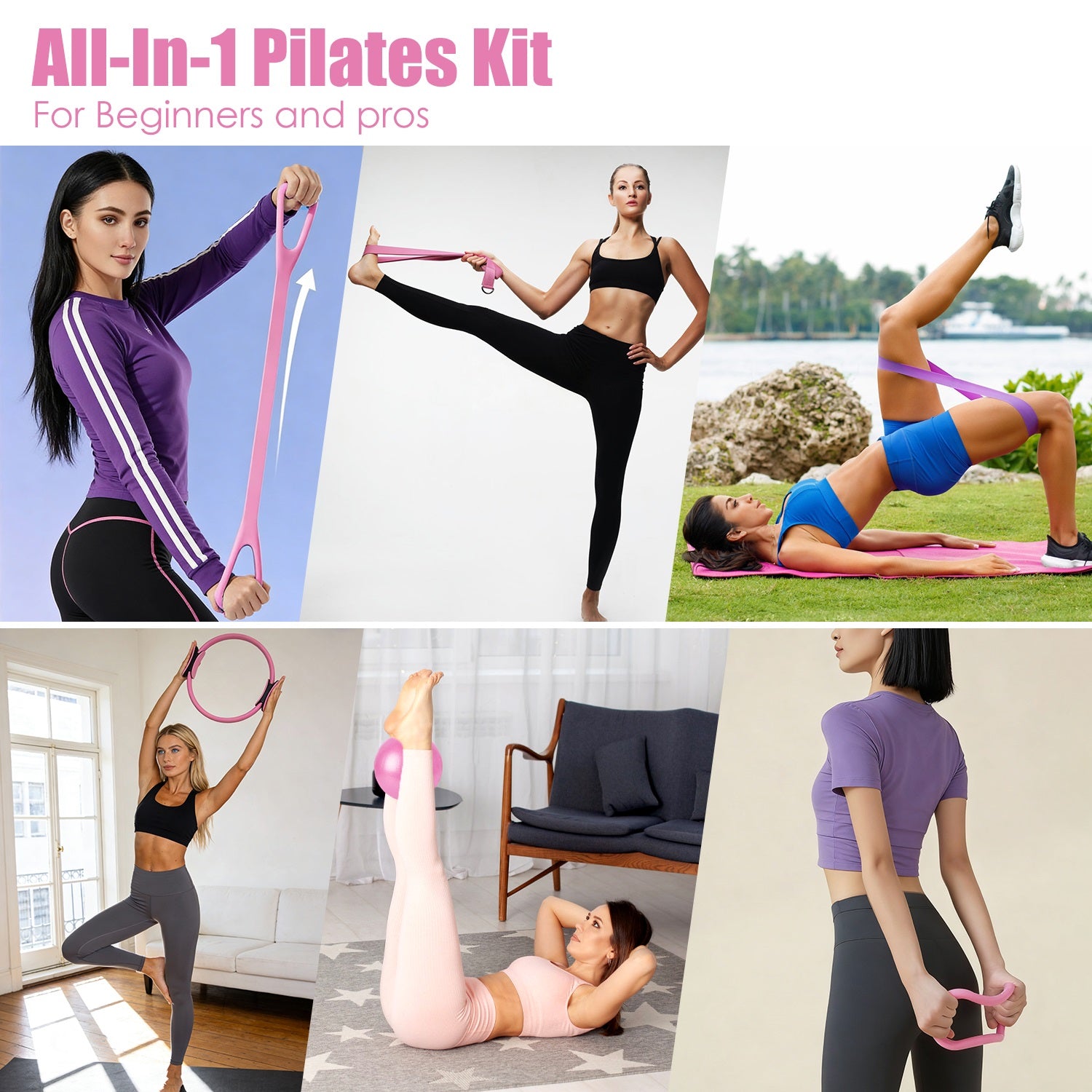 14-Piece Pilates Ring Kit for Women – All-in-One Home Workout Set with Yoga Ball, Resistance Bands & Accessories