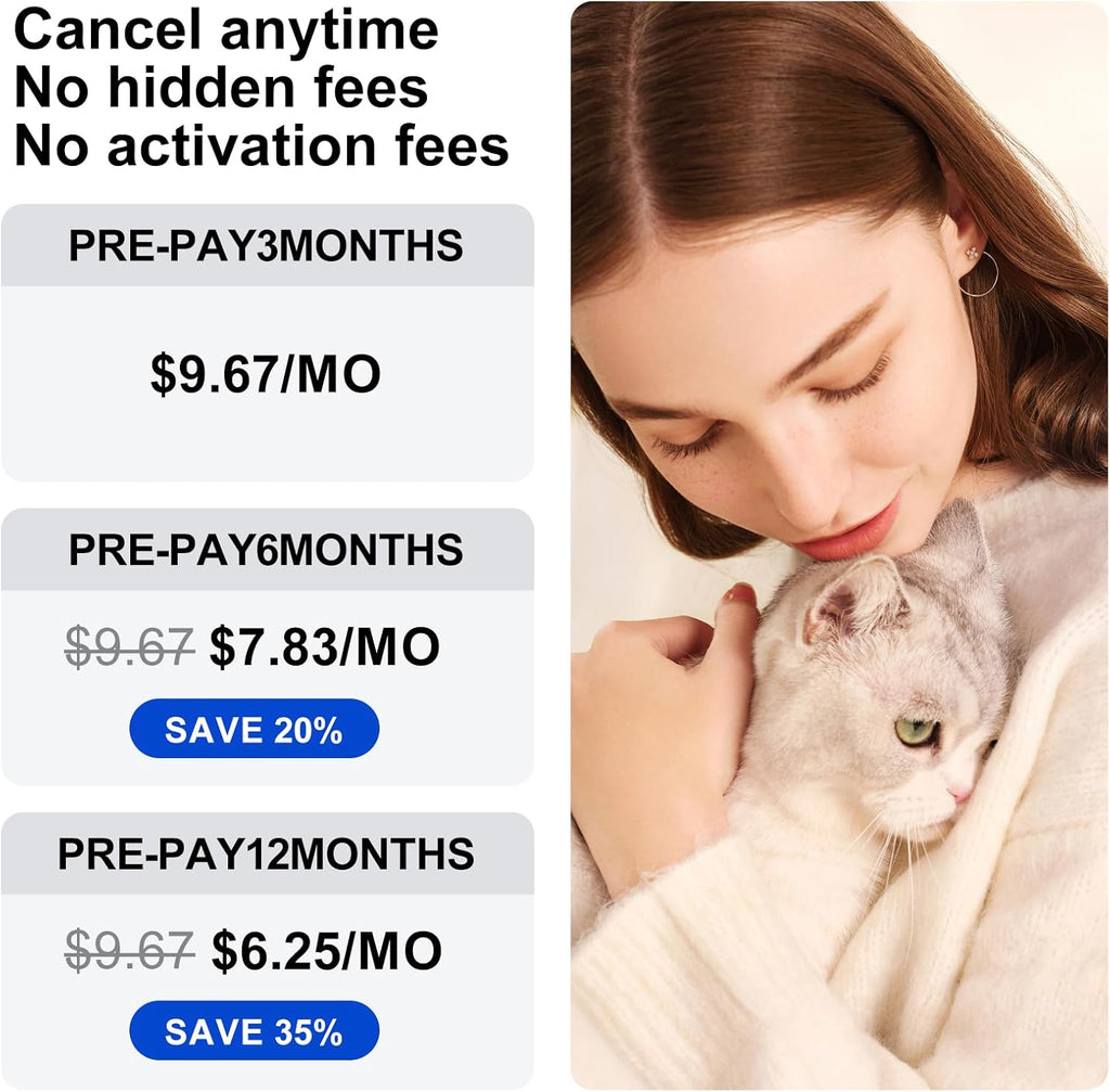 Pet GPS Tracker Real-Time – Anti-Lost Pet Tracker with Geo-Fence, Light & Sound Alarm (Unlimited Distance, Subscription Required) - Glowify