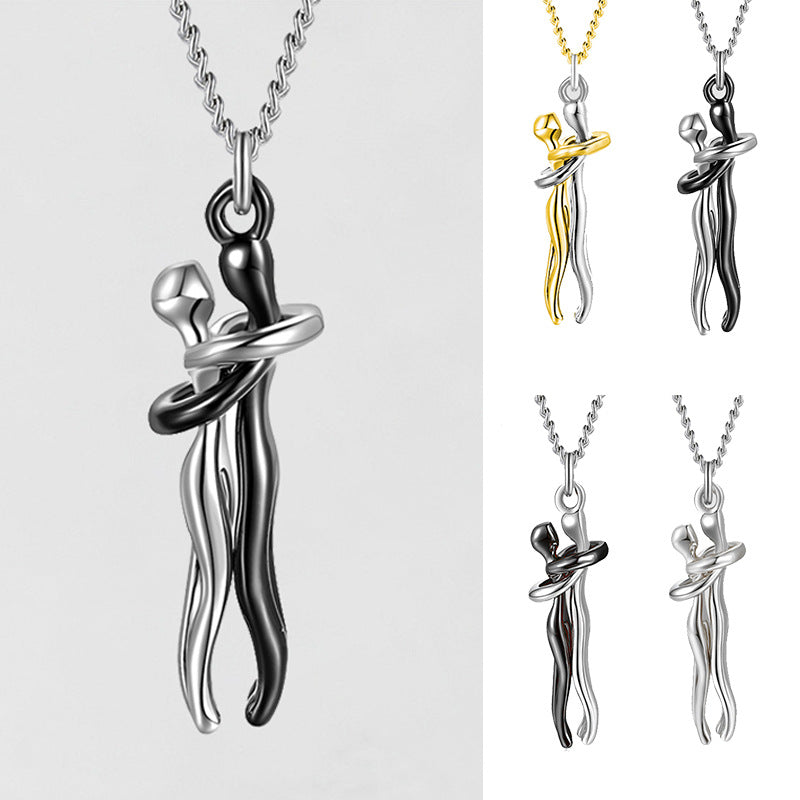 Hug Me Close Couple Necklace – Symbolic Embrace Pendant for Love, Connection & Togetherness - Glowify