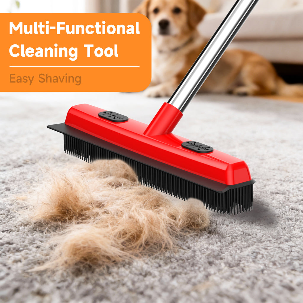 Pet Carpet Hair Removal Broom – 2-in-1 Hair Remover & Squeegee for Carpets | Easy Cleaning Tool for Pet Owners
