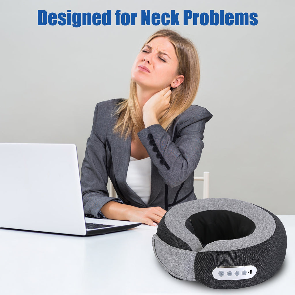 2-in-1 Shiatsu Neck Massager Pillow with Heat – Electric Memory Foam Travel Neck Pillow (Rechargeable) - Glowify