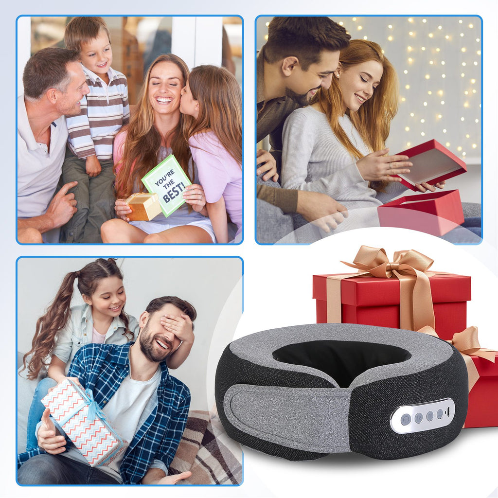 2-in-1 Shiatsu Neck Massager Pillow with Heat – Electric Memory Foam Travel Neck Pillow (Rechargeable) - Glowify