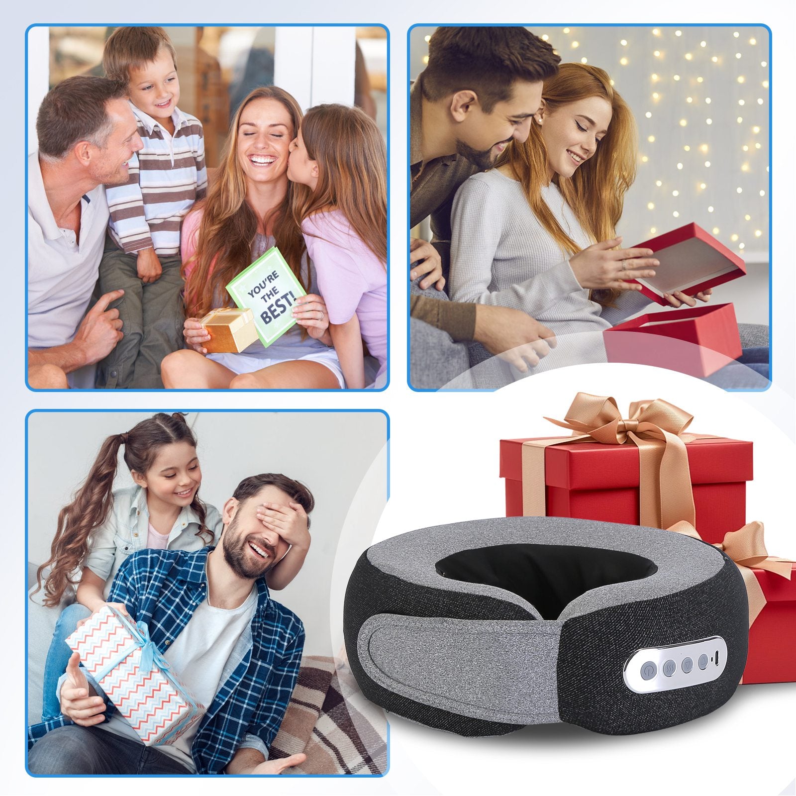 2-in-1 Shiatsu Neck Massager Pillow with Heat – Electric Memory Foam Travel Neck Pillow (Rechargeable) - Glowify