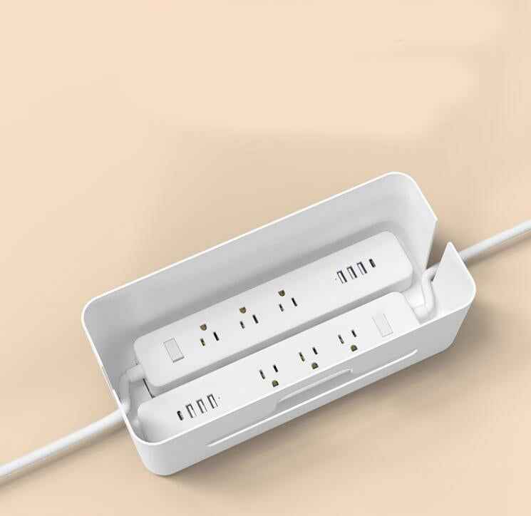 Power Strip Cable Storage Box – Anti-Dust Wire & Charger Organizer with Lid (Desktop & Home Use)