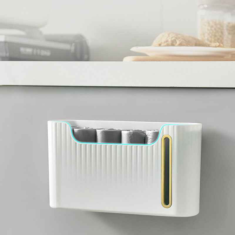 Wall-Mounted Garbage Bag Storage Box – Punch-Free Kitchen Trash Bag Organizer (Minimalist Design)