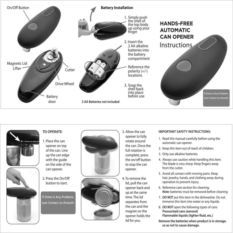 One-Touch Electric Can Opener – Automatic Hands-Free Can Opening Tool for Kitchen Safety - Glowify