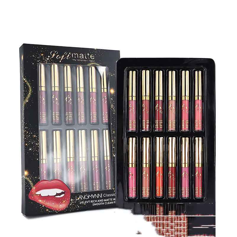 12-Color Matte Lip Gloss Set – Long-Lasting, Lightweight Finish - Glowify