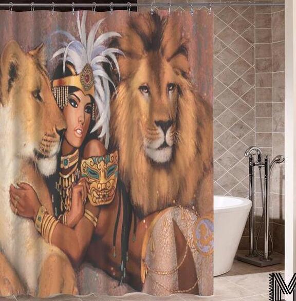 Graffiti Art African Girl Shower Curtain – Hip Hop Portrait Bathroom Decor with Modern City Style