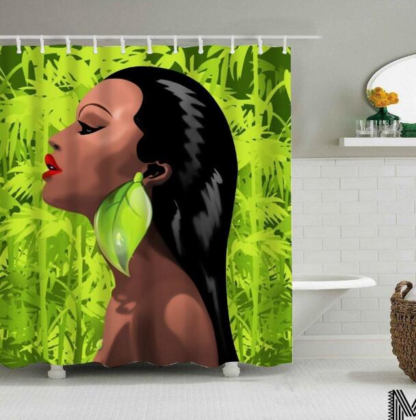Graffiti Art African Girl Shower Curtain – Hip Hop Portrait Bathroom Decor with Modern City Style