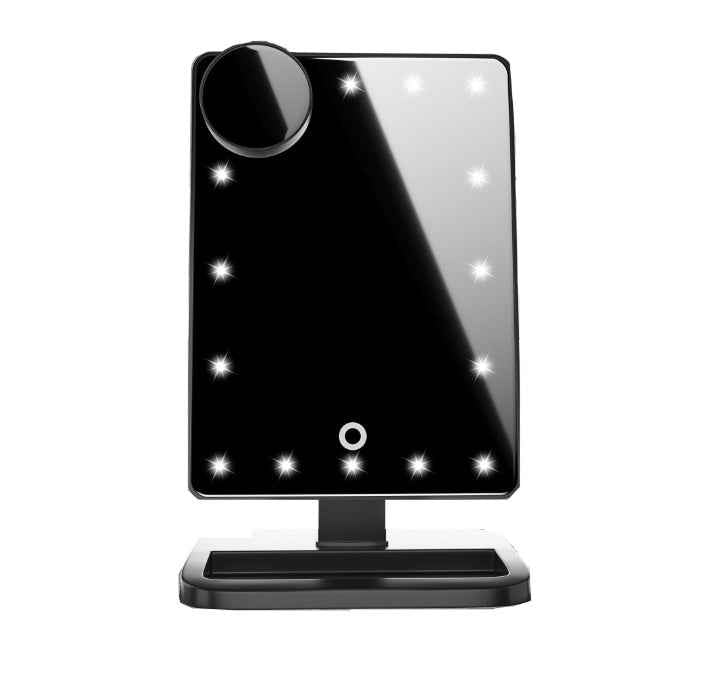 Touch Screen LED Makeup Mirror with Bluetooth Speaker & 10X Magnification for Flawless Beauty Application - Glowify