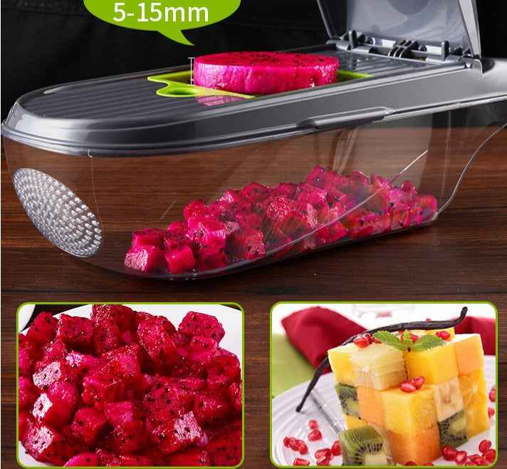 Multi-Function Kitchen Vegetable Cutter – Manual Food Chopper & Slicer with 8 Stainless Steel Blades - Glowify