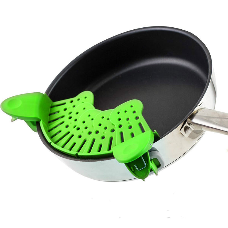 Universal Silicone Clip-On Pot Strainer – Anti-Spill Pasta, Rice & Vegetable Colander - Glowify