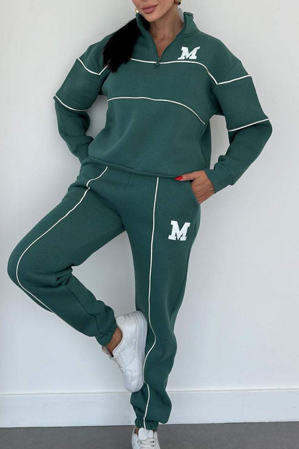 Women’s 2-Piece Lounge Sweatsuit Set – Pullover Sweatshirt & Baggy Sweatpants with Pockets - Glowify
