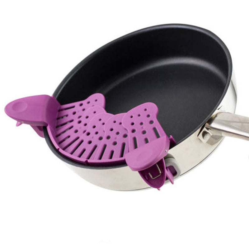 Universal Silicone Clip-On Pot Strainer – Anti-Spill Pasta, Rice & Vegetable Colander - Glowify
