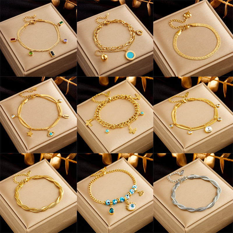 Gold-Plated Double Layer Snake Chain Bracelet for Women – Punk Luxury Fashion Jewelry - Glowify