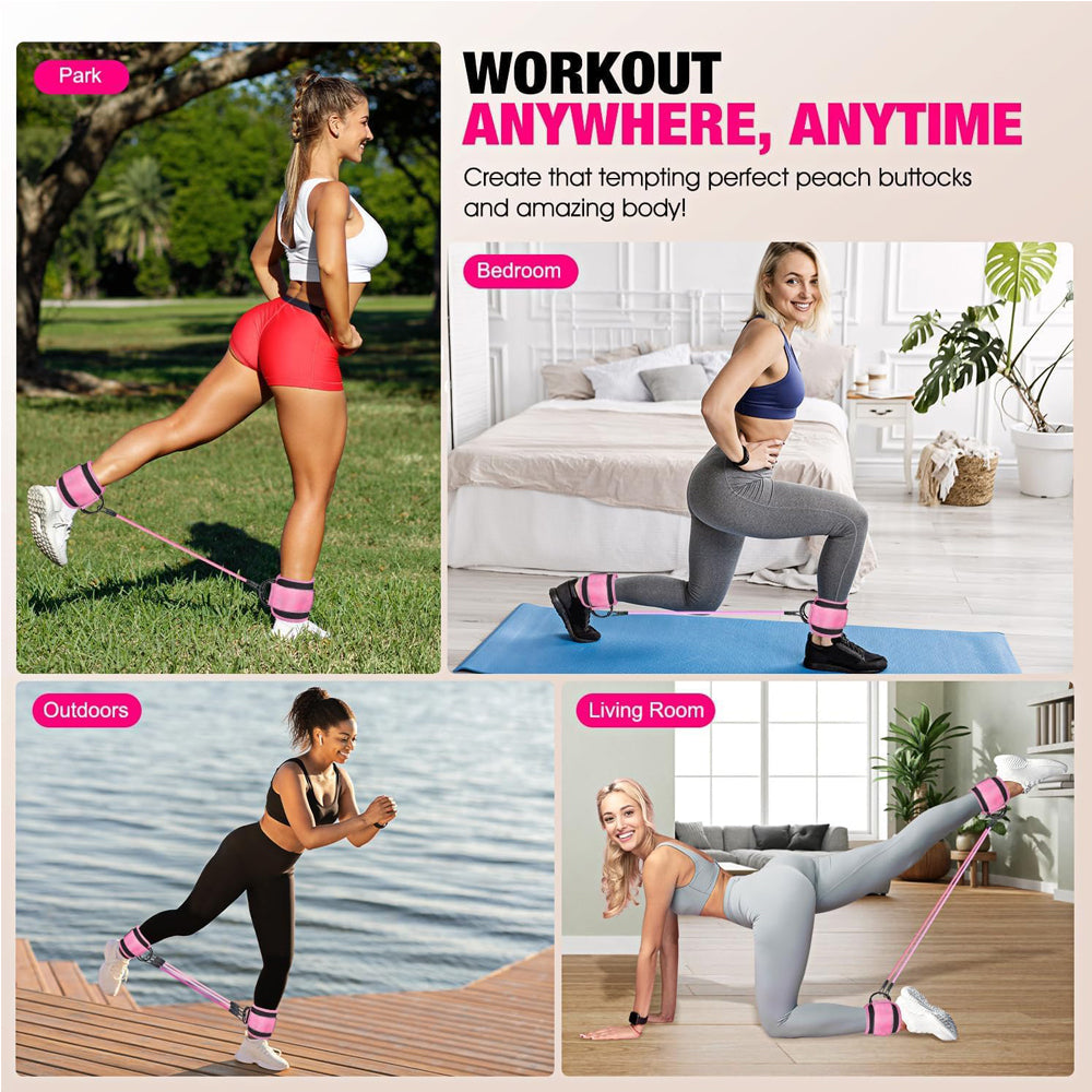 Ankle Resistance Bands with Cuffs – Adjustable Leg & Glute Workout Bands for Booty Lift and Home Gym Training - Glowify