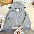 Elite Comfort Grey Cotton Two-Piece Sportswear Set – Casual Jacket & Pants Outfit - Glowify