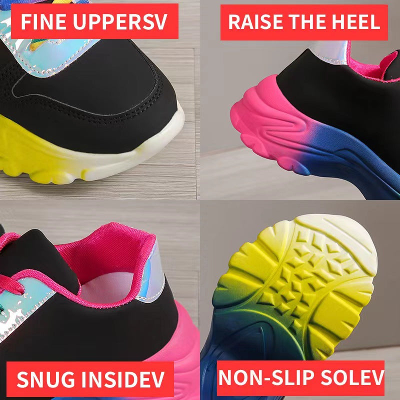 Women’s Lightweight Sports Sneakers – Thick Sole Lace-Up Walking Shoes - Glowify