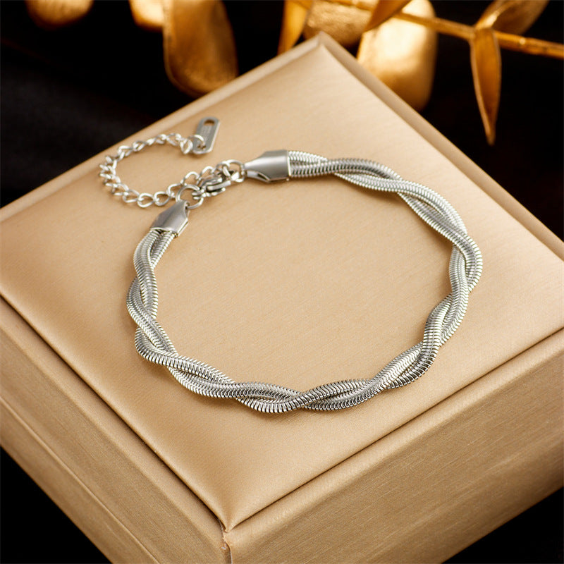 Gold-Plated Double Layer Snake Chain Bracelet for Women – Punk Luxury Fashion Jewelry - Glowify