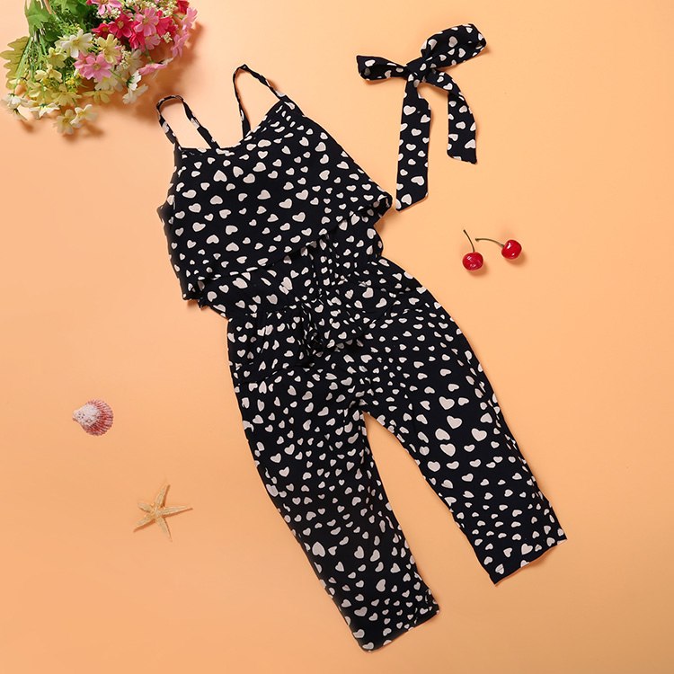 Cute girls Polka Dot Jumpsuit – Sleeveless Cotton Outfit for Girls (2T–7T)