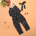 Cute girls Polka Dot Jumpsuit – Sleeveless Cotton Outfit for Girls (2T–7T)
