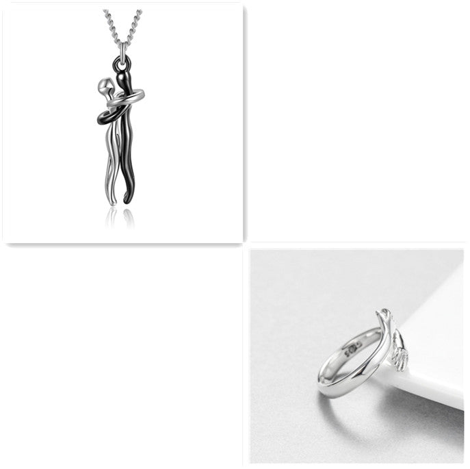 Hug Me Close Couple Necklace – Symbolic Embrace Pendant for Love, Connection & Togetherness - Glowify