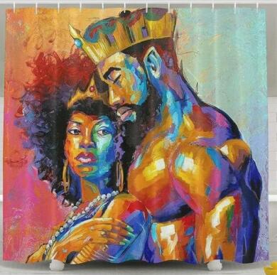 Graffiti Art African Girl Shower Curtain – Hip Hop Portrait Bathroom Decor with Modern City Style