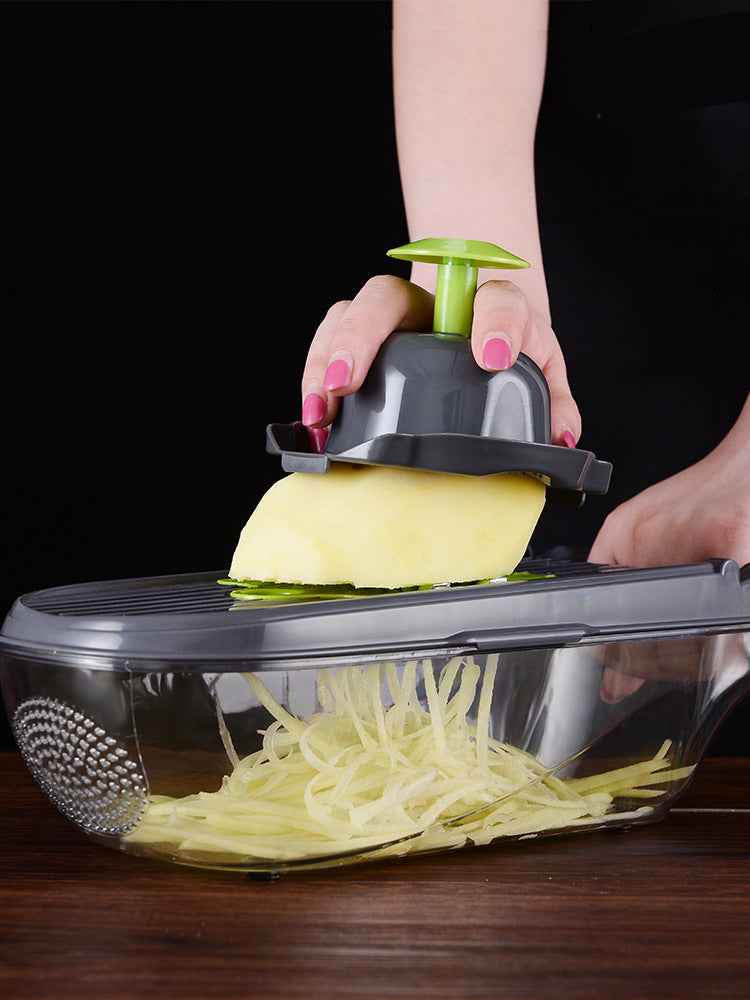 Multi-Function Kitchen Vegetable Cutter – Manual Food Chopper & Slicer with 8 Stainless Steel Blades - Glowify