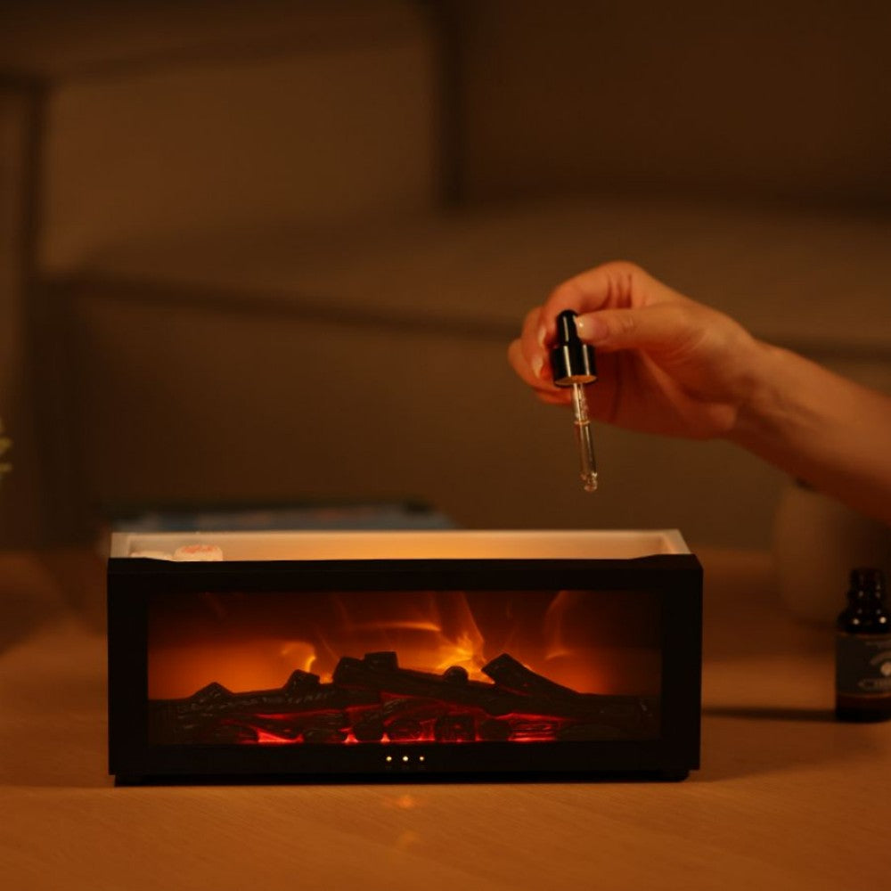 Fireplace LED humidifier in black color
