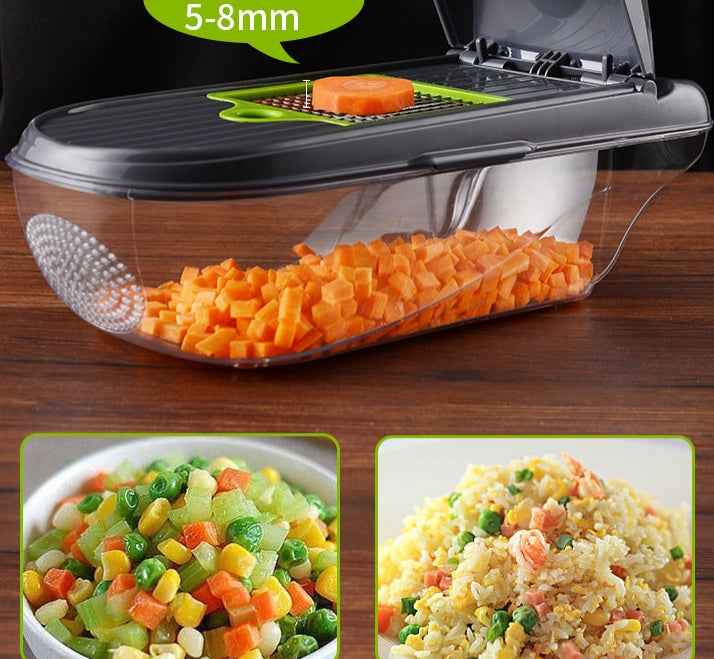 Multi-Function Kitchen Vegetable Cutter – Manual Food Chopper & Slicer with 8 Stainless Steel Blades - Glowify