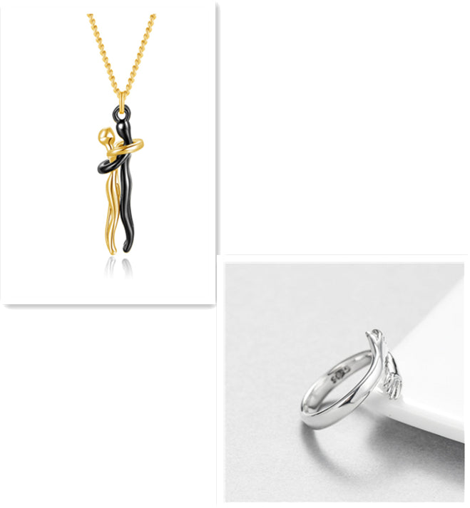 Hug Me Close Couple Necklace – Symbolic Embrace Pendant for Love, Connection & Togetherness - Glowify