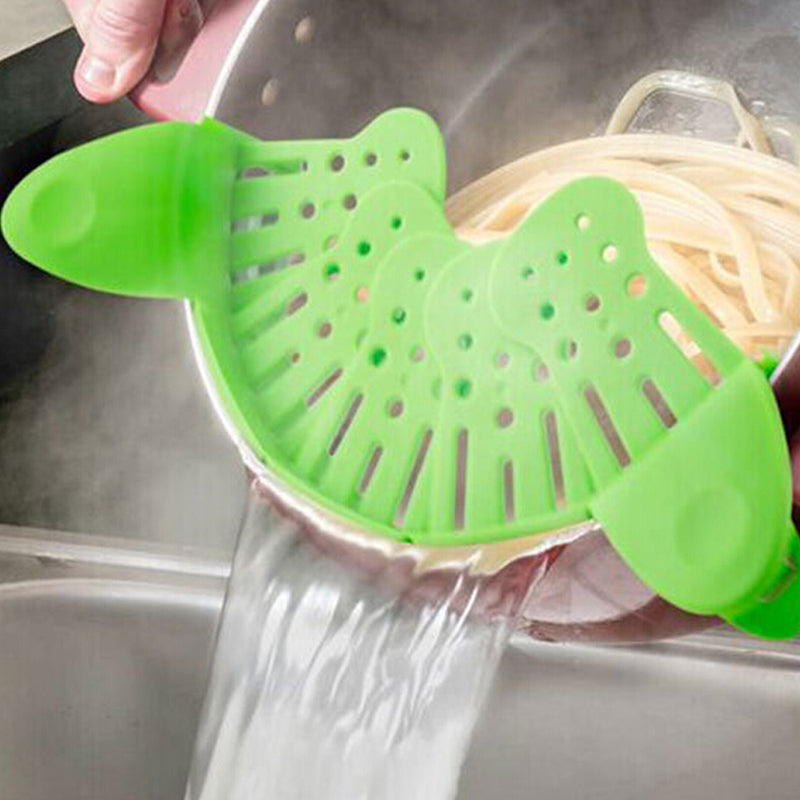 Universal Silicone Clip-On Pot Strainer – Anti-Spill Pasta, Rice & Vegetable Colander - Glowify