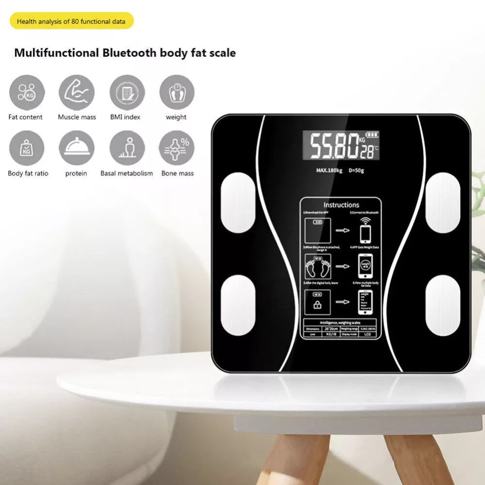 Bluetooth Smart Body Fat Scale – Digital BMI Bathroom Scale with App, Body Composition Analyzer (Up to 180kg / 400lbs)