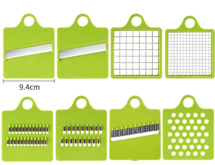 Multi-Function Kitchen Vegetable Cutter – Manual Food Chopper & Slicer with 8 Stainless Steel Blades - Glowify