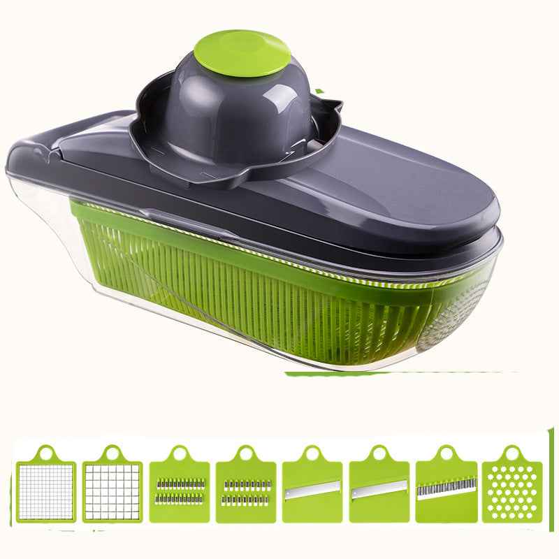 Multi-Function Kitchen Vegetable Cutter – Manual Food Chopper & Slicer with 8 Stainless Steel Blades - Glowify